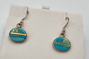 lot 317 image: Lovely Pair of Opal and Sterling Earrings