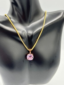 lot 321 image: 18k Gold Plated Chain and Lovely Pink Pendant