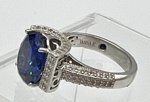 lot 320 image: Dazzling Vanna K Blue Cubic Zirconia and Sterling Ring