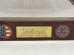 Army National Guard Team Medal and American Flag Holder