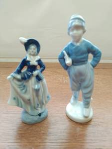 Two Vintage Blue & White Figurines