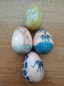 Four Hand Carved Stone Eggs