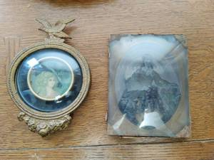 Two Old Curved Glass Frames