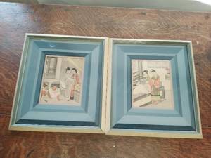 Pair of Framed Asian Style Art