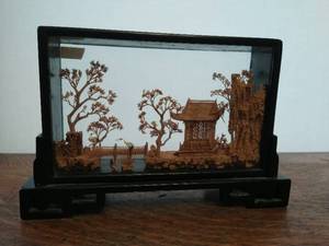 Framed Asian Style 3D Wood Art Diorama