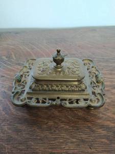 Vintage Brass Inkwell