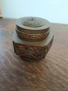Vintage Asian Style Brass Lidded Container