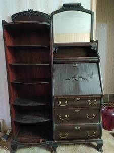 Antique Side by Side Mirrored Secretary Cabinet