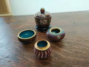 Four Cloisonne Enamel Dishes