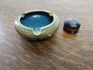 Cloisonne Enamel Ashtray  & Container