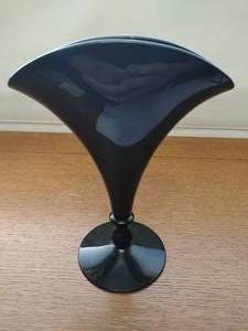 Vintage Black Glass Fan Vase