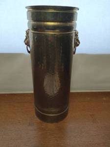Brass Umbrella Holder with Lion Faces