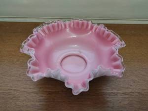 Milk Glass Cased Cranberry Bridal Basket