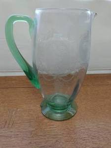 Vintage Art Deco Two Tone Glass Pitcher