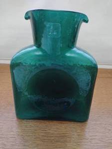 Blenko Handcrafted Green Double Spout Water Carafe Pitcher