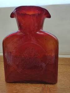 Blenko Handcrafted Red Double Spout Water Carafe Pitcher