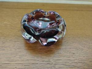 Aforce Glass Bowl Ashtray Marked Bosse Lila