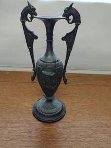 Antique Metal Cast Vase with Relief of William Shakespeare