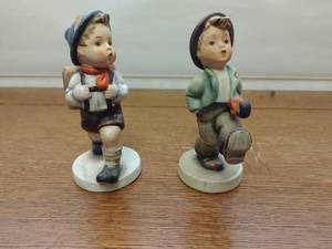 Two Hummel Figurines- Boy with Bookbag & Happy Traveler