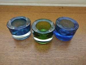 Three Vintage Glass Candle Holders by Farg Form Sweden