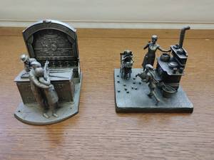 Two Pewter Bookends