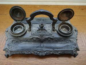 Vintage German Cast Iron Inkwell