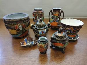 Collection of Vintage Hand painted Japanese Dcor