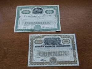 Two Vintage Bond Share Certificates
