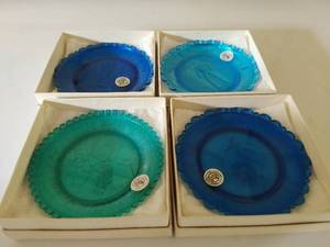 Four Miniature Plates by Pairpoint Glass Company