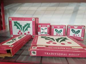 Longaberger Traditional Holly Tea Set 6 pc