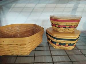 3 Longaberger Hexagonal Baskets