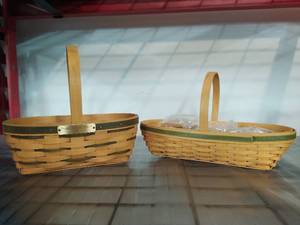 2 Longaberger Oval Baskets w Garter
