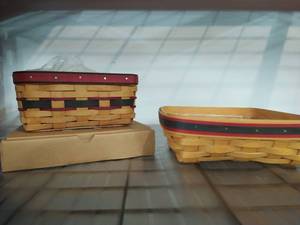 2 Longaberger Baskets and Address Card Set