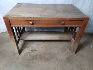 Work Table Desk with Center Drawer