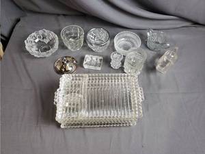 Small Crystal Pieces and Glass Serving Plates