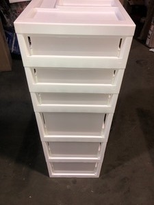 IRIS 14.25 in. L x 12.05 in. W x 37.75 in. H White and Pearl 6-Drawer Storage Cart with Organizer Top