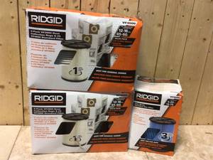 Lot of RIDGID Filter Kit with VF4000 Standard Filter and VF3502 Dust Bags (2-Pack) for Select 12 -16 Gal. RIDGID WetDry Shop Vacuums Customer Returns See Pictures