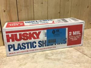 10 ft. x 100 ft. Clear 2 mil. Plastic Sheeting by Husky Customer Returns See Pictures