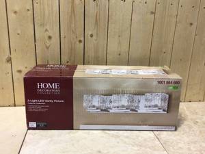Tulianne 75-Watt Equivalent 3-Light Chrome LED Vanity Light with Clear Cube Glass by Home Decorators Collection Customer Returns See Pictures