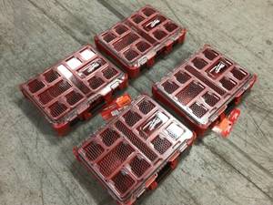 Lot of 4 PACKOUT 11-Compartment Impact Resistant Portable Small Parts Organizer by Milwaukee Customer Returns See Pictures