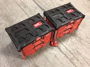 Lot of 2 PACKOUT 22 in. 2-Drawer Tool Box with Metal Reinforced Corners by Milwaukee Customer Returns See Pictures