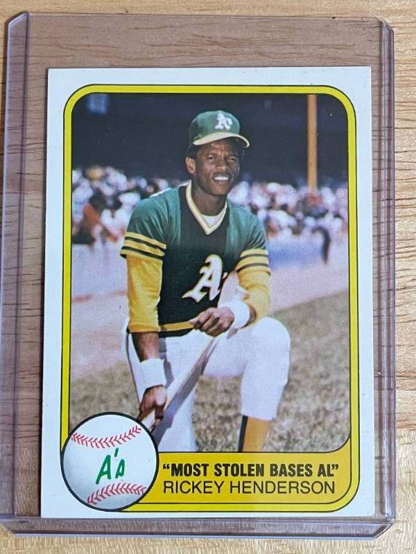  1981 Fleer #351 Rickey Henderson Most Stolen Bases AL