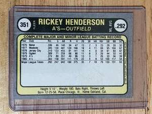 1981 Fleer Ricky Henderson Rookie Card