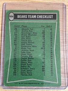 1978 Topps Bears Defensive Leaders Card #504