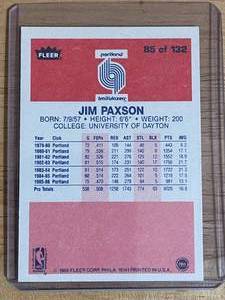 1986 Fleer Jim Paxson Card