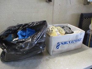 Box and Bag full of Football Gear and Sporting Goods