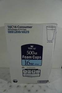 lot 112 image: WinCup 16 Oz Foam Cups - 500 Count