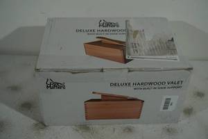 lot 146 image: NEW Foot Matters Deluxe Hardwood Valet with Built-In Shoe Support