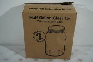 lot 151 image: NEW Half Gallon Glass Jar - 2 Pack