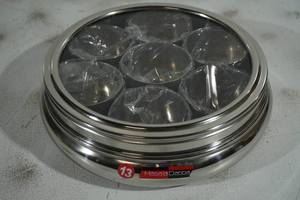 lot 187 image: NEW Masala Dabba Stainless Steel Indian Spice Container Set